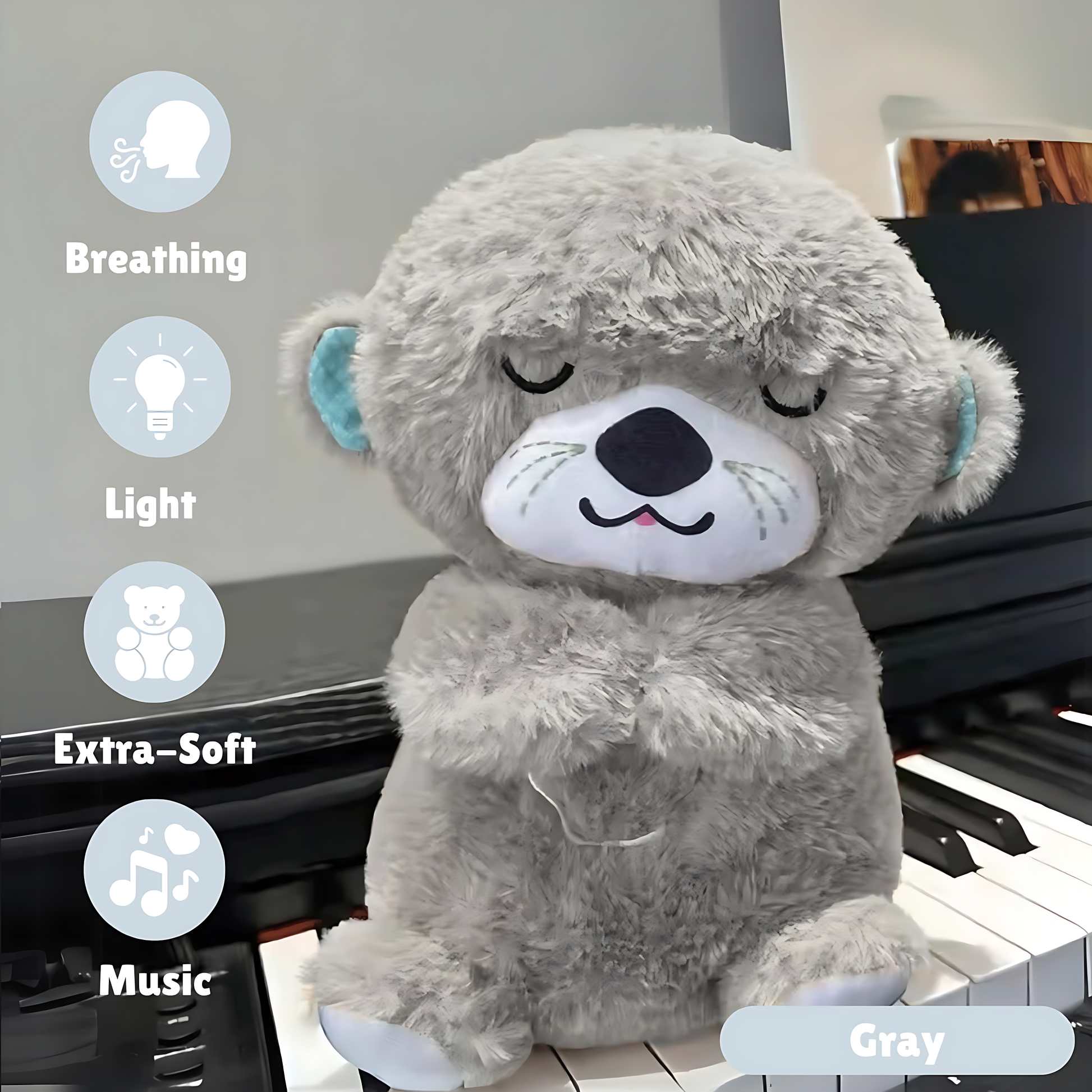 Breathing Teddy Bear with Soothing Music Comfort Plush Toy