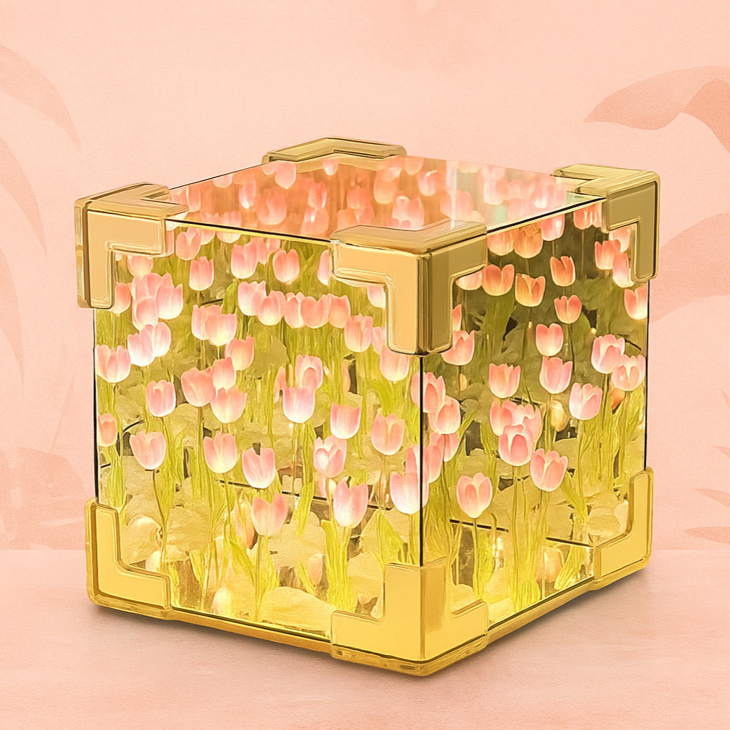 pink tulip mirror lamp