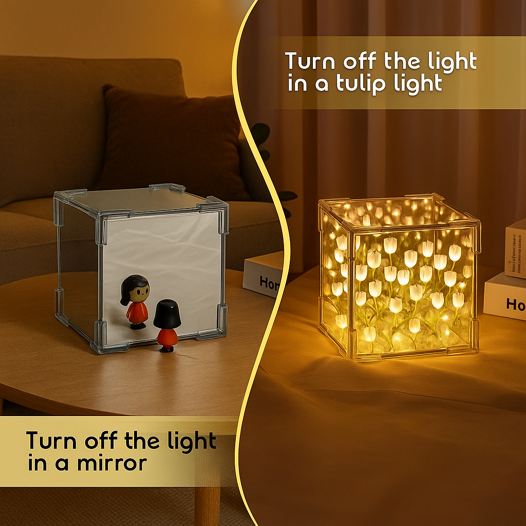 pink tulip mirror lamp